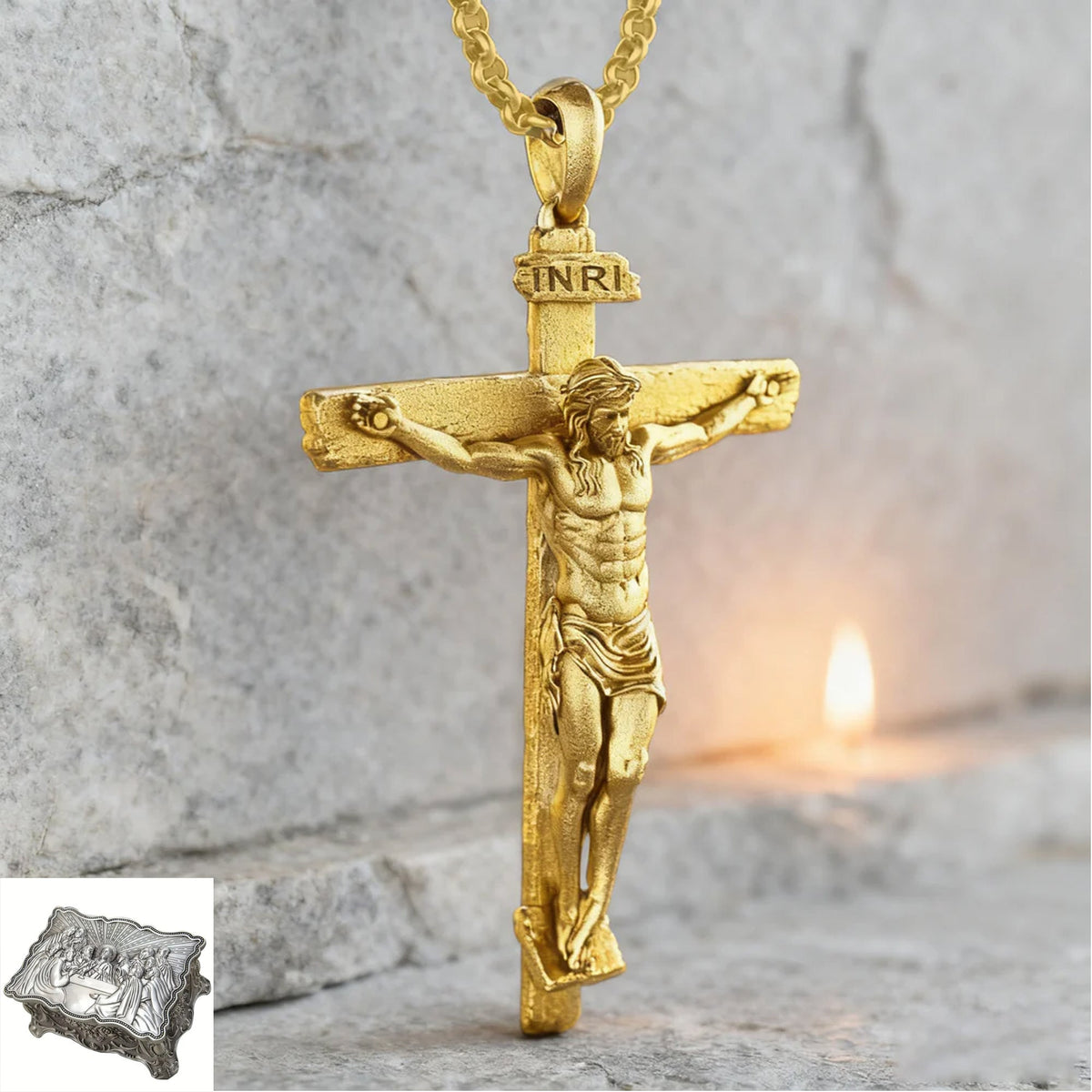 The Passion of Christ S925 Silver/Titanium Steel Cross Necklace - Christian gift presentation