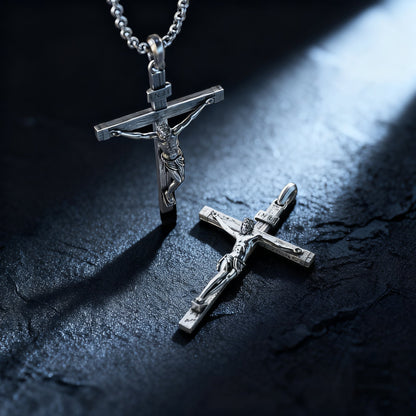 The Passion of Christ S925 Silver/Titanium Steel Cross Necklace - product view