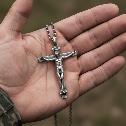 The Passion of Christ S925 Silver/Titanium Steel Cross Necklace - Christian gift presentation