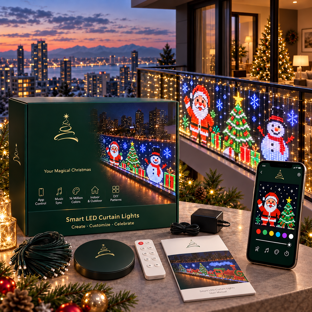 ✨ Perfect for Festive Decorations ✨300LED 98FT Christmas Light String with 8 Modes Timer & Remote Control