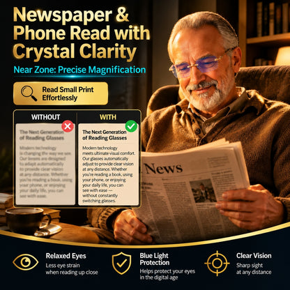 🔥Buy 1 Get 1 Free (2 pairs) – 【Co-Created by Designers】Smart Zoom and Color-Changing Reading Glasses