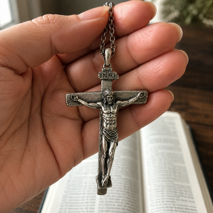 The Passion of Christ S925 Silver/Titanium Steel Cross Necklace - product view