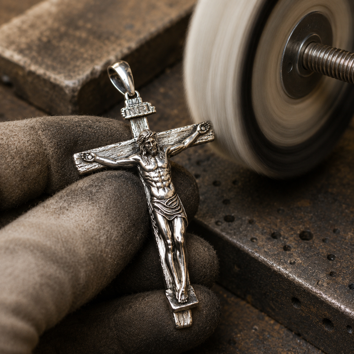 The Passion of Christ S925 Silver/Titanium Steel Cross Necklace - craftsmanship detail