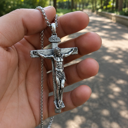 The Passion of Christ S925 Silver/Titanium Steel Cross Necklace - gift presentation